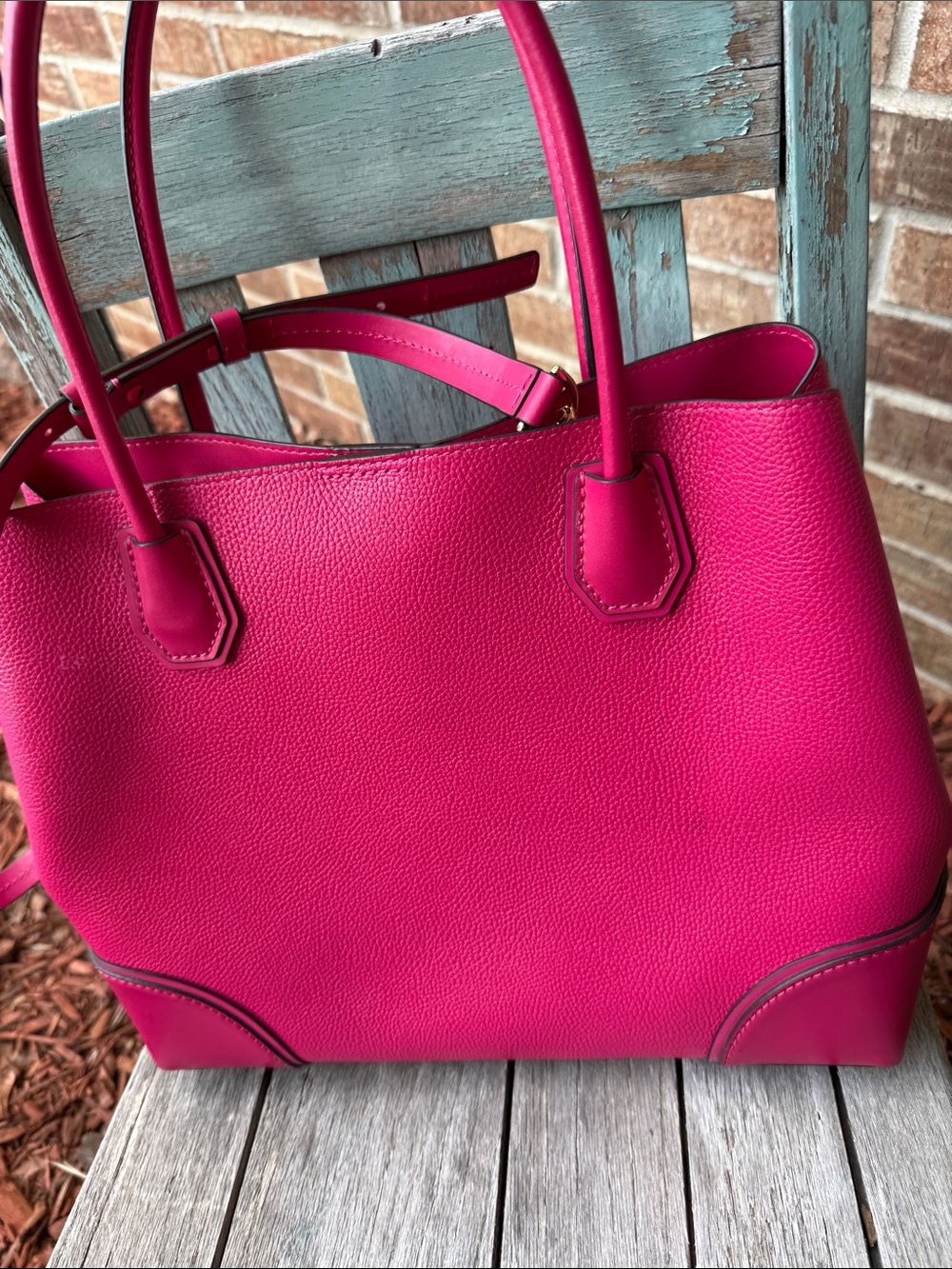 Michael Kors Studio Mercer Gallery Pebbled Leather Medium Tote in Ultra Pink - Picture 14 of 16